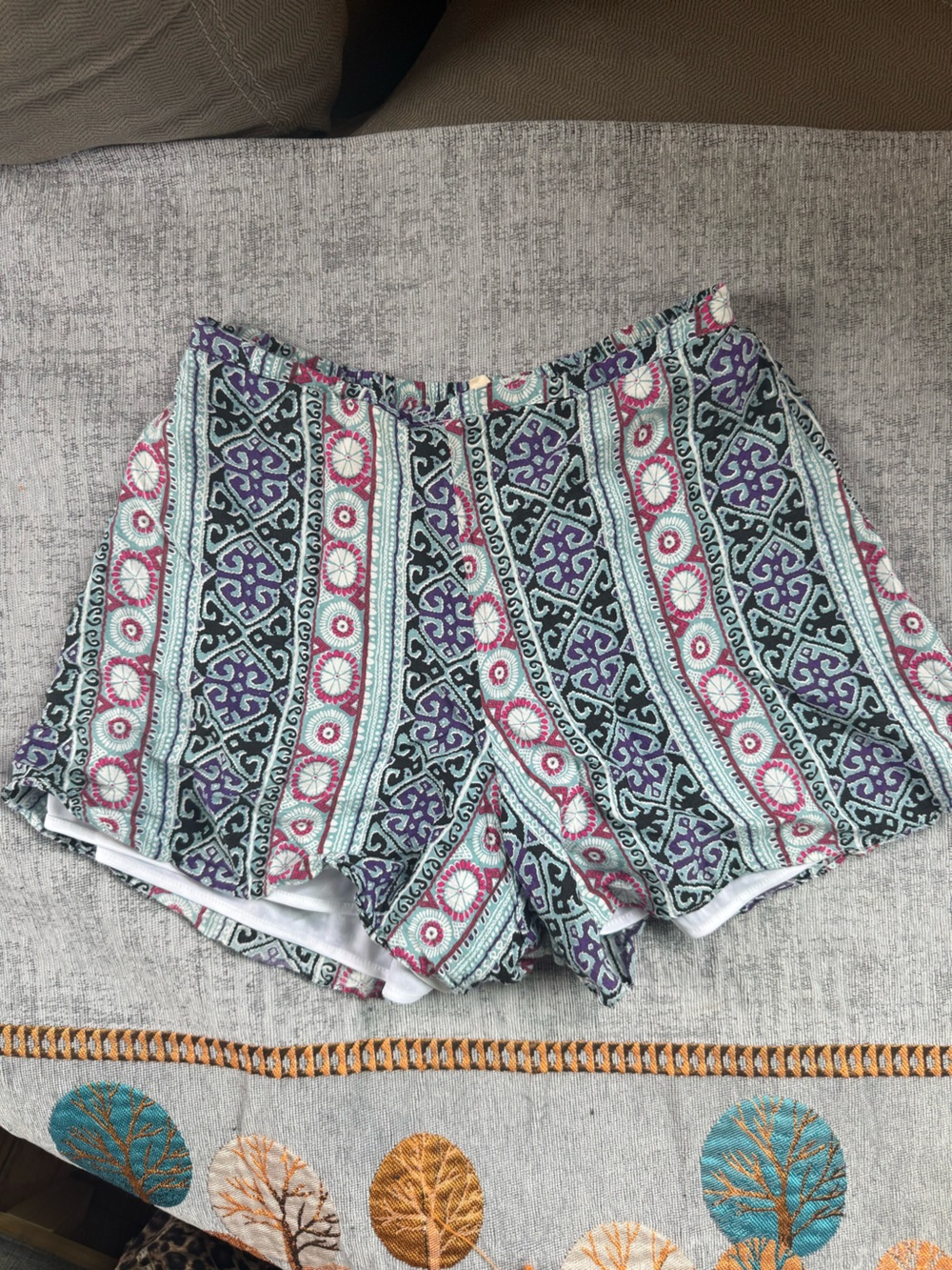 La Hearts Printed Shorts in Purple, Teal & Pink